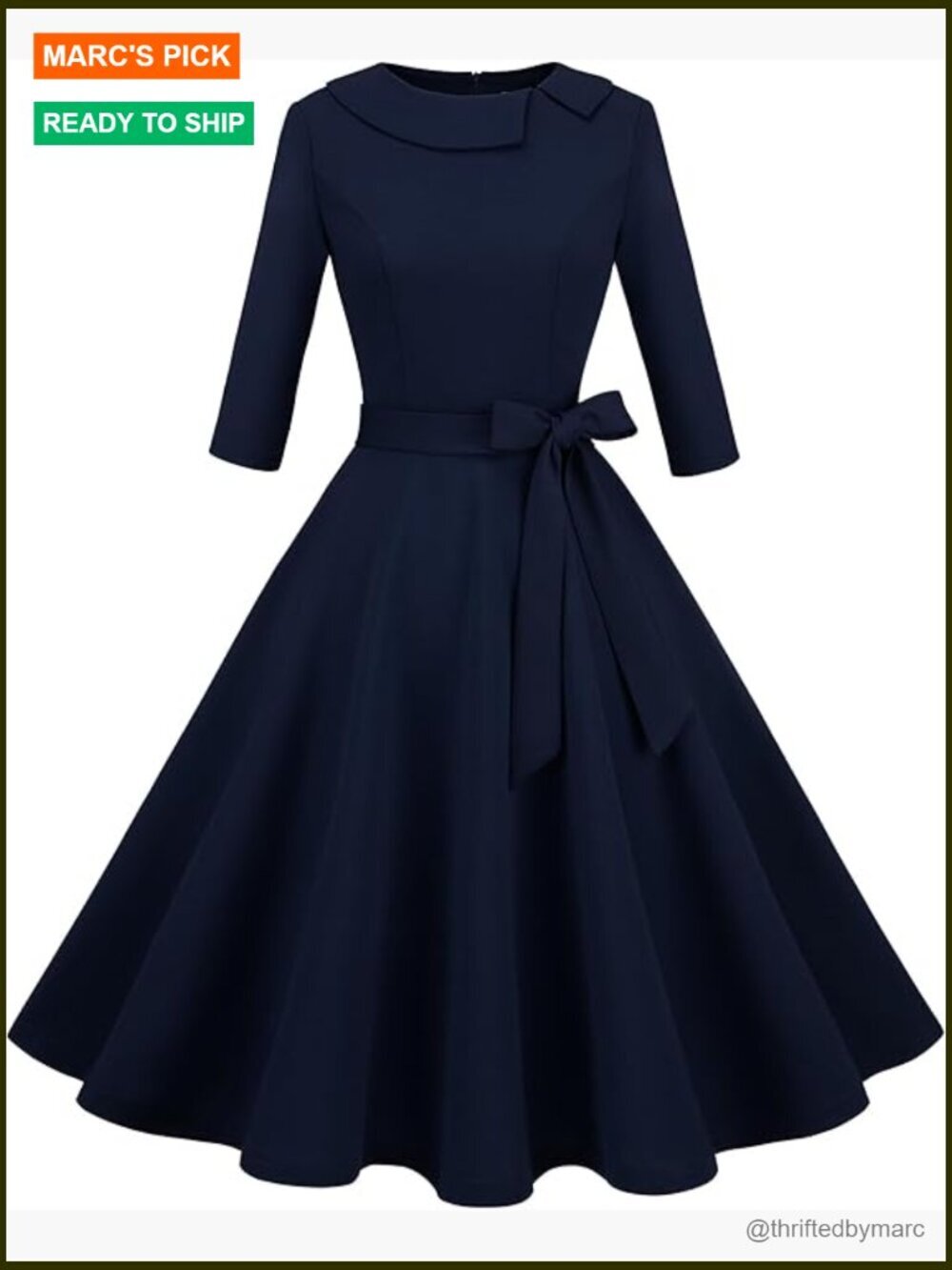 Women's 1950s Vintage Cocktail Dress 3/4 Sleeve A-Line